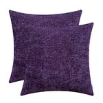 CaliTime Pack of 2 Cozy Throw Pillow Covers Cases for Couch Sofa Home Decoration Solid Dyed Soft Chenille 20 X 20 Inches Plum Purple