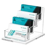 HIIMIEI Business Card Holder: Acrylic Business Card Stand for Desk - Clear Business Card Display for Office Exhibition Home Restaurant 4 Slot 4 Tier