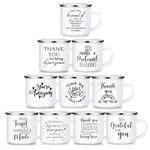 Norme 10 Pcs Employee Appreciation Gifts 12 oz Enamel Coffee Mugs Bulk Thank You Gifts Mugs Christmas Gift for Teachers Inspirational Team Gifts for Staff Coworker Doctor Nurse (White)