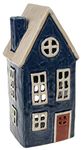 Shudehill Giftware Village Pottery Tall Cottage Navy Tealight