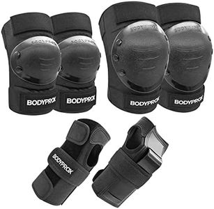 BODYPROX Knee Pads Elbow Pads Wrist Guards Set for Inline Skating, Skateboarding, Roller Derby, BMX Ride, and Rollerblading (Large)