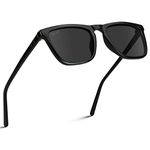 WearMe Pro - Polarized Lens Square Modern Sunglasses for Men, Black Frame/Black Lens, One Size