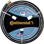 Continental ContiTech 20582671 Heavy Duty Cold Water Premium Rubber Hose, 5/8" ID, 50', MxF Brass 5/8" NPT Threads, Rubber, Black