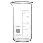 stonylab Glass Beaker, 1-Pack Borosilicate Glass Graduated Tall Beaker with Pouring Spout Lab Beaker, 500 ml