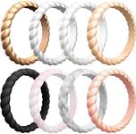 ThunderFit Womens Thin Swivel Silicone Wedding Bands, Stackable Rubber Engagement Rings 2.5mm Wide 2mm Thick - 1/4/8/10 Variety Multipack