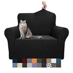 YEMYHOM Couch Cover Latest Jacquard Design High Stretch Sofa Chair Covers for Living Room, Pet Dog Cat Proof Armchair Slipcover Non Slip Magic Elastic Furniture Protector (Chair, Black)