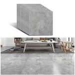 VEELIKE Grey Concrete Floor Tiles Self-Adhesive Vinyl Flooring Waterproof Kitchen Tile Stickers Stick on Tiles Floor Stickers for Bathroom Peel and Stick Vinyl Tiles Livingroom 12 Pieces 30cm x 30cm