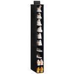 YOUDENOVA Hanging Shoe Rack 10-Shelf Shoes Storage for Wardrobe Collapsible Hanging Shoe Organizer Slim Wardrobe Shoe Organiser Durable Fabric Wardrobe Storage Solutions for Shoes,Clothes,Hats - Black