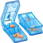 Pill Cutter - V- Grip Pill Crusher and Cutter for Vitamins, Big & Small Pills, and Medication - Transparent Pill Splitter with Pill Holder Case to Split