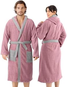 HOMELEVEL Peignoir en tissu éponge 100% coton femmes hommes femmes et hommes