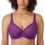 Delimira Women's Plus Size Bra Full Coverage Minimiser Non Padded Lace Underwired Bras Mulberries Purple 36J