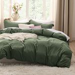 Bedsure Olive Green Duvet Cover King Size - Soft Prewashed King Duvet Cover Set, 3 Pieces, 1 Duvet Cover 104x90 Inches with Zipper Closure and 2 Pillow Shams, Comforter Not Included