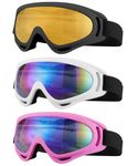 SixYard Ski Goggles, Motorcycle Goggles, 3 Pack Snowboard Snow Goggles for Men Women Adult Youth (Style 4)