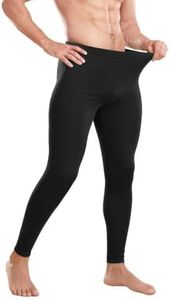 gyprprer Men’s 100% Merino Wool Base Layer Leggings,Ultrafine 17.5 Micron Thermal Bottoms, Lightweight Long Underwear for Running, Hiking and Outdoor Activities BlackM