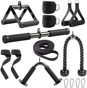Cable Attachments for Gym Tricep Rope, V Bar Attachment, Straight Bar, D Handle Cable Attachment, Ankle Straps for Cable Machines Women, Wrist Straps, Triangle Handles,LAT Pulldown Attachments