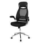 SONGMICS Office Chair High Back, Mesh Office Chair, Swivel Desk Chair, Flip up Armrests, OBN86BUK