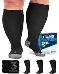Doctor's Select 3 Pairs Plus Size Compression Socks Wide Calf - Up to 6XL | 20-30 mmHg Compression Socks for Women Wide Calf | Black