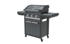 Campingaz Gas BBQ 3 Series Premium S, Barbecue Gas Grill with 3 Stainless Steel Burners 10.2 kW, Side Burner, Lid, Thermometer, Insta Clean Aqua, Culinary Modular System, Outdoor Kitchen