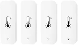 MOES WiFi Humidity Temperature Monitor Smart Hygrometer Thermometer for Remote Monitor and Alert, High Precision Indoor Thermometer with Tuya App, Compatible with Alexa & Google Assistant, 4 Pack
