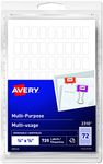 Avery Removable Multi-Purpose White Labels 3/8" X 5/8", Pack of 720 Labels