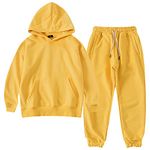 amropi Boy's Hoodie Tracksuit Set Pullover Sweatshirt Jogging Pants 2 Pieces Sweatsuit Yellow, 11-12 Years