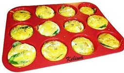 keliwa 12 Cup Silicone Muffin Pan - Cupcake Baking Pan Great for Making Muffin Cakes, Tart, Bread -Non - Stick Silicone Mold/Dishwasher - Microwave Safe