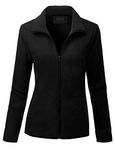 DOUBLJU Soft Polar Fleece Jacket Full Zip Long Sleeve with Side Pocket Casual Basic Lightweight Coat for Women with Plus Size, Cwoja151_black, 1X