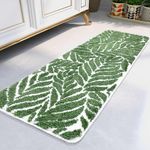 Homantic Bathroom Runner Rug - Non Slip Dark Green Long Bathroom Rug Long Bath Mat Leaf Bedroom Decor 47 Inches Rugs Water Absorbent Bath Rugs for Bathtub Leaves 45x120cm