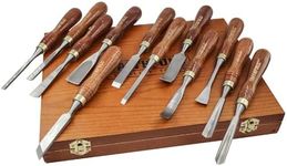 Faithfull Wood Carving Chisel Set of 12 in Presentation Case, ‎Walnut Color