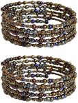 TEMBO AFRICA Set of 2 Handmade Beaded Bracelets for Women 5 loops each 10 loops in total Wrap Bracelets Boho Jewelry Gifts Metallic Brown Handmade From Africa