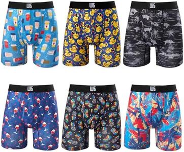 Warriors & Scholars Chafe Safe Pouch Boxer Briefs For Men Pack Of 6, Ultra Soft, Breathable Quick Dry, Moisture-Wicking, Buldge Enhancing Mens Underwear, AM225 2XL