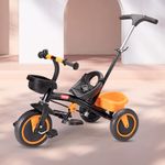 Luvlap Elegant Lite Kids' Tricycle with Push Bar, Full Metal Frame & Anti-Slip Pedals, 1.5 to 5 Years, Carrying Capacity up to 25 Kg, Orange