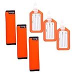 Cosmos ® 3 PCS Fluorescence Orange Comfort Neoprene Handle Wraps/Grip/Identifier for Travel Bag Luggage Suitcase + 3 PCS Orange Travel Accessories Luggage Tag Identifier