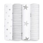 Aden by aden + anais Baby Muslin Swaddle Blanket, 100% Cotton Muslin, Large 44 X 44 inch,4-Pack, Dusty - Stars