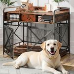 Fulhope Dog Crate Furniture,Wooden Dog Crate End Table,43 Inch Dog Kennel with Drawers,Heavy Duty Dog Crate,Decorative Pet Crate Dog Cage for Indoor 43.3" L x 27.6" W x 35.7" H (Rustic Brown)