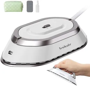 Newbealer Travel Iron with Dual Voltage - 120V/220V Lightweight Dry Iron for Clothes (No Steam), Non-Stick Ceramic Soleplate, 302℉ Heat Press Machine, w/Spray Bottle, Pouch & Silicone Stand (Silver)