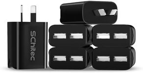 Dual USB Wall Charger 6Pack 5V/2.1A 2 Port USB Plug Portable AU Mains Power Adapter Charger Compatible with iPhone, iPad, Samsung, Pixel, Galaxy, HTC，Moto (Black)