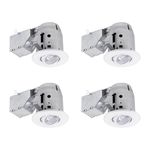 Globe Electric 90718 3 LED IC Rated Dimmable Downlight Swivel Spotlight Recessed Lighting Kit, Easy Install Push-N-Click Clips, (4-Pack), 4X LED Bulbs Included, White Round Trim