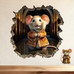 The Whimsy Hues - PVC Vinyl, Mouse in a Hole, Funny Sticker for Walls, Laptops, Tablets, Fridges, Cupboards, 3D Wall Sticker - Waterproof (Royal Mouse)