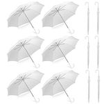 Liberty Imports Pack of 12 Wedding Style Stick Umbrellas 46" Large Canopy Windproof Auto Open J Hook Handle in Bulk (Pearl White)