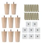 Sourcingmap 4 Inch Round Solid Wood Furniture Legs Sofa Couch Chair Table Desk Closet Cabinet Feet Replacement Adjuster Set of 8