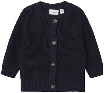 NAME IT Nbnbubba LS Knit Card Noos Maglione Cardigan, Zaffiro Scuro, 9 Mesi Unisex-Bimbi