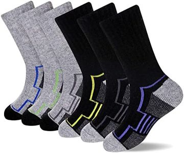 DoSmart Kids Hiking Walking Socks, Boys Girls Toddlers Merino Wool Warm Wicking Cushion Crew Socks(Black/Grey,9-13 Years)