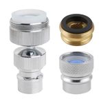 Hibbent Dishwasher Snap Adapter Connection 2 Pack, One with Swivel Ball Joint and The Other One with Faucet Aerator, 15/16-27Male Outside and 55/64-27Female Inside, Chrome