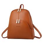 Nevenka Brand Women Bags Backpack PU Leather Zipper Bags Women Casual Backpacks Shoulder Bag Book Bags (Brown)