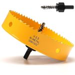 150mm Hole Saw, HSS Bi-Metal Hole Cutter with Drill Bit, Heavy Duty Hole Saw for Wood, Plastic, Drywall, Fiberglass, Yellow