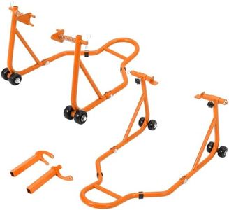 GarveeTech Motorcycle Stand Lift, 850lbs Front Rear Combo Stand Lift Stand, Front Wheel Fork Stand, Rear U+L Fork Swingarm Spool Stand, Universal Motorcycle Paddock Stand Wheel Lift Stand