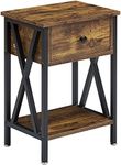 VECELO Nightstand,Modern Bedside End Table, Night Stand with Drawer and Storage Shelf for Living Room Bedroom, Industrial Metal Frame