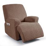 Ruaozz Recliner Sofa Covers Recliner Chair Covers Couch Covers for Reclining Couches with Pockets Washable Furniture Protector with Elastic Bottom (1 Seater, Brown)