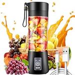 Portable Blender, Mini Mixer with Six Blades and USB Charging, 380Ml Traveling Fruit Veggie Juicer Cup, Personal Blender Suitable for Baby Food, Home, Travel,Fitness,Outdoor Sports